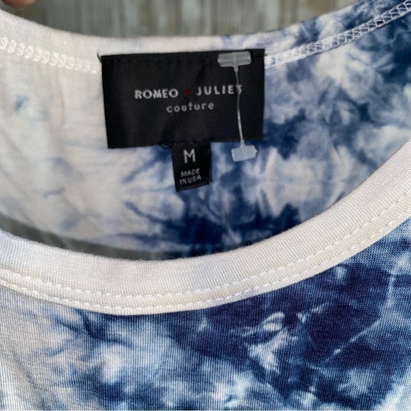 Romeo & Juliet Blue Tie Dye Fringe Crop Tank - Picture 5 of 5